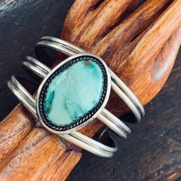 Vintage 78 gms Southwestern Turquoise Row Cuff Bracelet - Picture 11 of 14